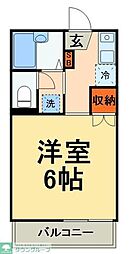JR総武線 津田沼駅 バス16分 自衛隊前下車 徒歩4分の賃貸アパート 2階1Kの間取り