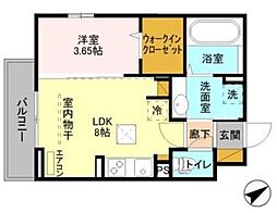 カナミオン 3階1LDKの間取り