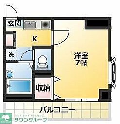山内ビル 2階1Kの間取り
