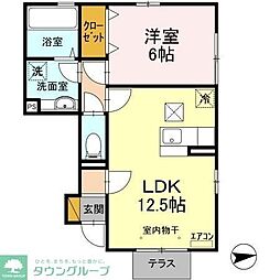 ロイヤルヒルズP 1階1LDKの間取り