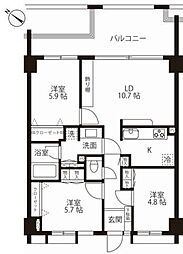 パティオス2番街 3階3LDKの間取り