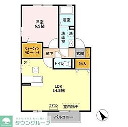 フローリド・F 1階1LDKの間取り