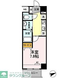 PLUM　VILLAGE 2階1Kの間取り