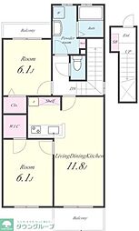 エスポアハイム 2階2LDKの間取り