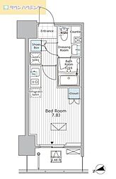 パークアクシス市川 8階ワンルームの間取り