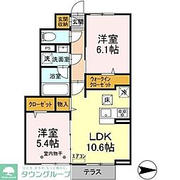 サザンレジデンス 1階2LDKの間取り