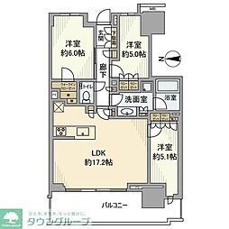 幕張ベイパーク　ライズゲートタワー 10階3LDKの間取り