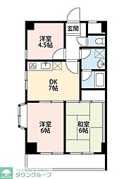 スライヴ21 4階3DKの間取り