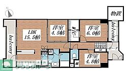 ラミアール西船橋 11階3LDKの間取り