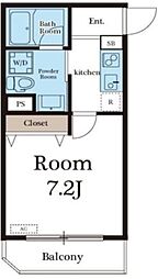 GRANDIA東船橋 2階1Kの間取り