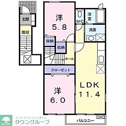フルハウス　Ｑ 2階2LDKの間取り