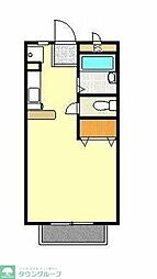 クレセントリヴェール 2階ワンルームの間取り