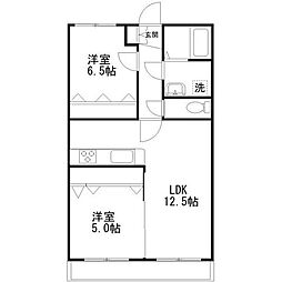 グランピリエ 3階2LDKの間取り