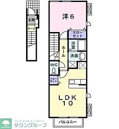 クラール 2階1LDKの間取り
