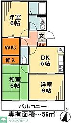 リヴィエール 2階2LDKの間取り