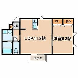 クレール東新小岩 1階1LDKの間取り