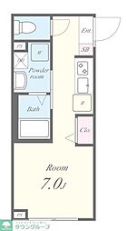 コルビジェIV 2階ワンルームの間取り