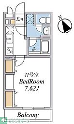 ウィンドテラス大久保III 3階1Kの間取り