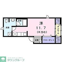 ＡＸＩＳ（アクシス） 2階ワンルームの間取り