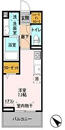 グレース八幡 1階ワンルームの間取り