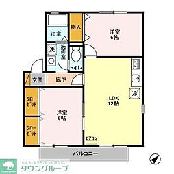 ロイヤル・スクエア　Ｂ 2階2LDKの間取り