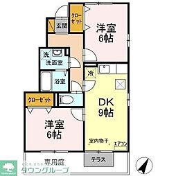 トップVVIVIIVIII 1階2DKの間取り