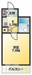 グローリア初穂新小岩 4階1Kの間取り