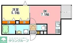 コネクトパーク南花園 3階1DKの間取り