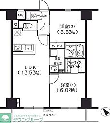 Ｓ−ＦＯＲＴ船橋塚田 2階2LDKの間取り