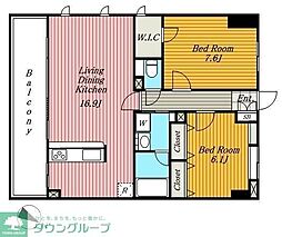 メゾンドジュピター 2LDKの間取図画像