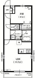 リブリ・華 1LDKの間取図画像
