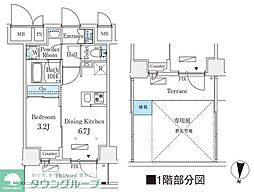 リテラス住吉 1DKの間取図画像