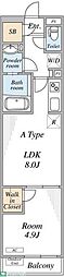 リブリ・ゆうやVI 1LDKの間取図画像