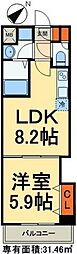 プレシャスヴィラ松戸 1LDKの間取図画像