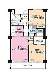 パティオス9番街 2LDKの間取図画像