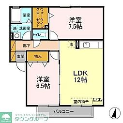 ベルデ藤原 2LDKの間取図画像