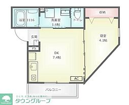 pinus.I 1DKの間取図画像