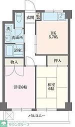 レジデンス中島 2DKの間取図画像