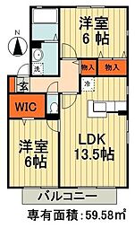 ステジュアンA 2LDKの間取図画像