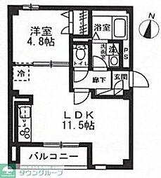 仮)ラ・パートメント本千葉 1LDKの間取図画像