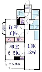 トーソン登戸 2LDKの間取図画像