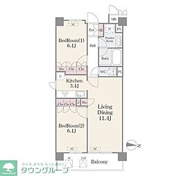 フェールメゾン西大島 2LDKの間取図画像