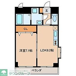 ルネス本八幡南 1LDKの間取図画像
