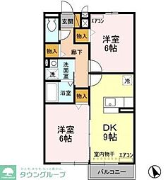 メゾンヴェールsyoei 2DKの間取図画像