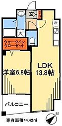 サンライズ市川 1LDKの間取図画像