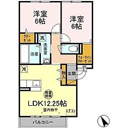 ブランシュールA棟 2LDKの間取図画像