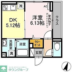 アナシエ南篠崎2 1DKの間取図画像