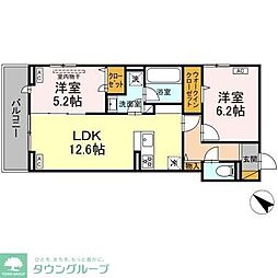 船橋市上山町2丁目アパート 2LDKの間取図画像