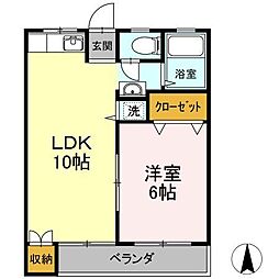 光マンション 1LDKの間取図画像