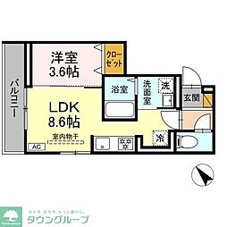 D-SOLACE幕張本郷2丁目 1LDKの間取図画像